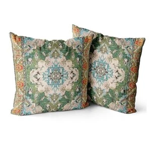 Boho Throw Pillow Covers Set of 2 Boho Rug Carpet Double 18x18 inch Boho-3 - Picture 1 of 7