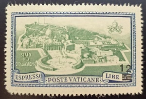 Vatican Stamp 1946 View of Vatican Surcharged Overprint 12 SN:VA E8 MHN Lot 314 - Picture 1 of 2