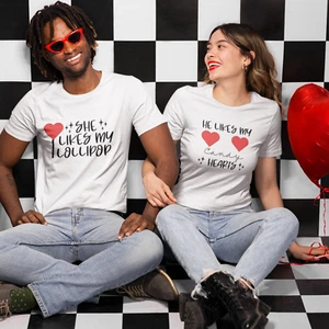 Divertida Camiseta Unisex Manga Corta Día de San Valentín Parejas Color Seleccionar - 2 Camisas - Imagen 1 de 31