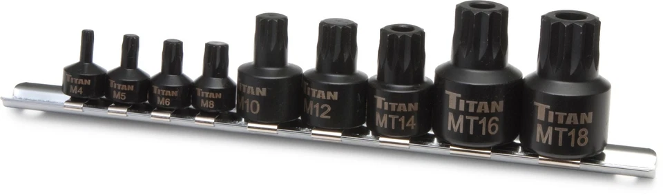 Titan 16138 9pc Impact Grade Stubby XZN Triple Square Bit Socket Set - Image 1 of 2