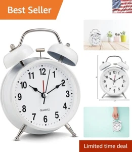 4-Inch Extra Loud Vintage Alarm Clock - Retro Twin Bell Design, Battery Operated - Picture 1 of 10