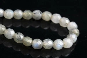 3-4MM Genuine Natural Gray Labradorite Grade A Faceted Round Loose Beads 7.5" - Picture 1 of 4