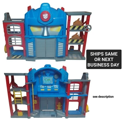 TRANSFORMERS Rescue Bots Optimus Prime Fire Station Hasbro 2010 Playskool #33063 - Image 1 of 4