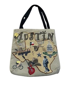 Austin Texas Gobelin Beuteltasche Tasche bestickt Grafik Schulterriemen Handtasche Boho - Bild 1 von 3