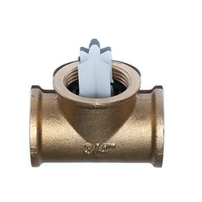 ADENA Durchströmungsventil, Strömungsteiler Messing T-Stück 3/4 Zoll IG