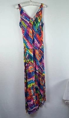 Vintage Jams World W331-Harm Harmony Maxi Vestido Regata Pequeno Multicolorido Sem Mangas - Imagem 1 de 4
