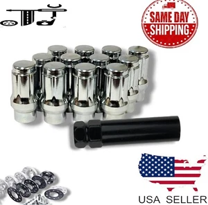 20Pc Chrome M12x1.5 Spline Tuner ET Lug Nut+Key Fit Jaguar Model Cone Wheels - Picture 1 of 5
