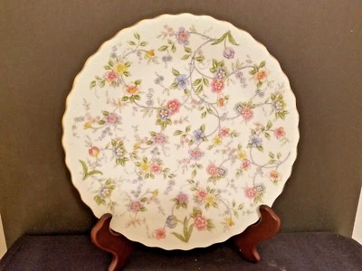 Plato de Pastel Andrea by Sadek CORONA Festoneado Borde Dorado 10 1/2" Redondo Foto 1 de 4