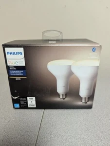 2 Philips Hue Soft White BR30 LED 800 Lumen Dimmable Smart Wireless Flood Lights - Picture 1 of 6