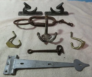 Hooks Hinge Chain Ring Hangers Latch Barn Antique Vintage Metal Salvage Mix Lot - Picture 1 of 3