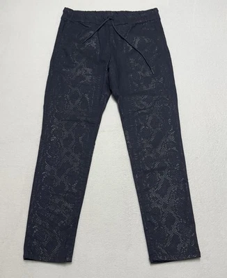 Bevy Flog Shely Jogger Pants Women’s 27 Navy Blue Snakeskin Print Knit Trousers - Image 1 of 4
