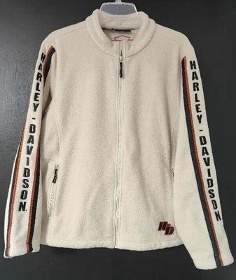 Women's 1W 1X Harley Davidson Motorcycles Arctic Fleece Jacket Ivory Zip Front L - Image 1 of 4