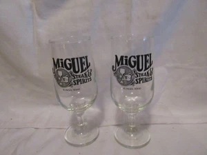 Pair of Miguel Steak & Spirits El Paso, TX Restaurant Stemmed Drinking Glasses - Picture 1 of 1