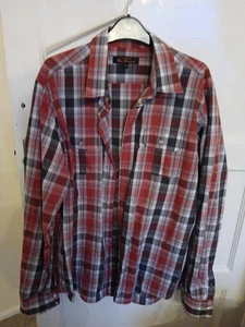Ben Sherman Men's Long Sleeve Check Shirt ,red,grey And White XL 55% Cotton - Picture 1 of 3