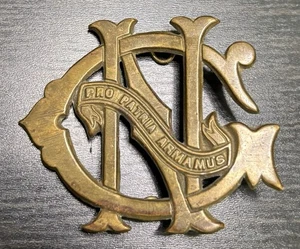 INSIGNIA DE TAPA DE LATÓN ERA DE LA GUERRA CIVIL M1851 - PRO PATRIA ARMAMUS - NY 13 REG. - Imagen 1 de 2