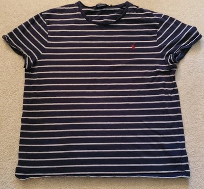 Camiseta Polo Ralph Lauren a Rayas Poni Top Mujer XL Azul Blanco Foto 1 de 4