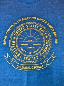 VTG US Navy T-shirt sz XL Blue Military Sealift Made in USA GA Kingsbay 408 - Picture 1 of 8