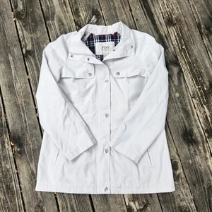 LONDON FOG Womens Jacket: Size Medium Beige, Plaid Lining, Zipper & Snap Closure - Picture 1 of 7
