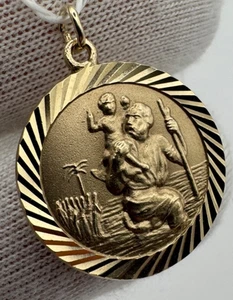 Gold Anhänger 9K Christophorus Medaille 375 Punze Vintage 2,73g UK - Bild 1 von 9