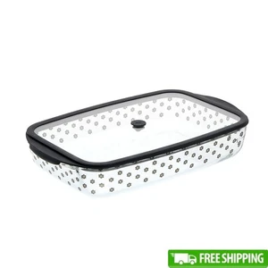 Plato para hornear de vidrio con tapa asas de fácil agarre horno seguro preparación de comidas resistente a las manchas - Imagen 1 de 5