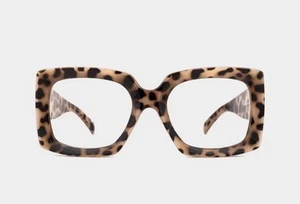 Zeelool Yael Eyeglasses FRAME Light Tortoise Leopard Square Extra Wide Glasses  - Picture 1 of 6