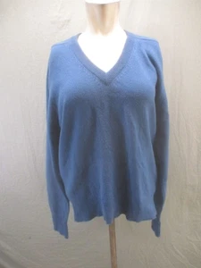 Nordstrom taglia M uomo blu 100% cashmere scollo a V manica lunga comodo pull over 384 - Foto 1 di 8