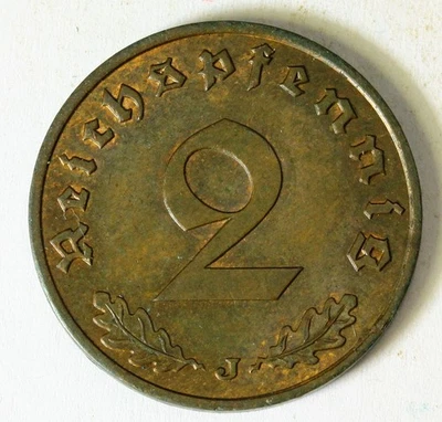 GERMANY (Third Reich) 2 Reichspfennig 1939 J - Bronze - aUNC - 3785 - Image 1 of 2