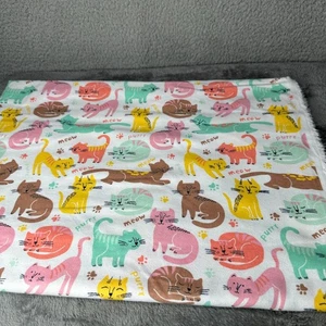 Sleepy Cats Flannel Fabric 3 Yards  42” Sewing Quilting Craft Material Pastel - Picture 1 of 7