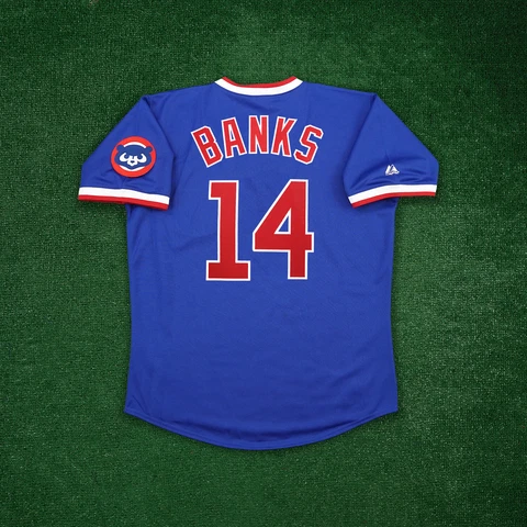 Ernie Banks 1989 Chicago Cubs Royal Blue Cooperstown Men's Away Jersey Cover