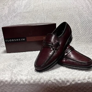 Florsheim Como Loafers Slip On Dress Shoes Black Cherry Size 8 NWB Vintage - Picture 1 of 11