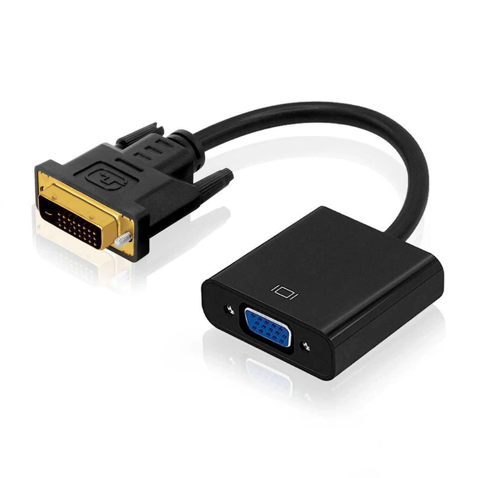 Cavo Adattatore DVI-D 24+1 Maschio Dual-Link a VGA Femmina Video Converter Nero - Immagine 1 di 4