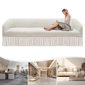 Sofa Slipcover,Stretch Slipcover Couch Cover w/Skirt High Elastic Sofa Protector - Picture 1 of 21