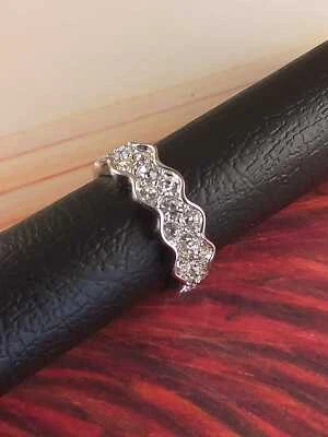 Anello Donna Elegante Metallo Rodiato Colore Argento Fedina con Strass Size 16 - Immagine 1 di 4