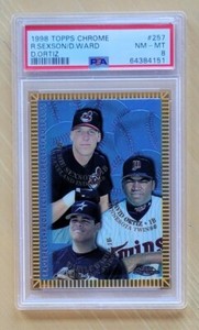 1998 Topps CHROME #257 DAVID ORTIZ HOF & WARD & SEXSON PSA 8 NM-MT LO POP of 8! 