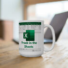 Tasse en céramique Excel Freak in the Sheets, humour comptable, feuille de calcul 15 oz