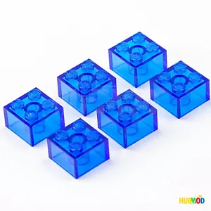 Lotto 6 mattoncini costruzioni LEGO blu trasparente 2x2 6223 3003 blocchi ricambi trans - Foto 1 di 2