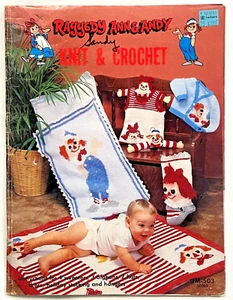 Raggedy Ann & Andy Crochet & Knitting Patterns Book Baby Afghans Sweaters + RARE - Picture 1 of 6