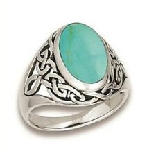 Sterling Silver Celtic Weave Turquoise Ring - Free Gift Packaging