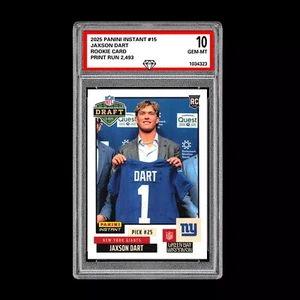 Graded 10 Jaxson Dart RC Rookie 2025 Panini Instant NFL Draft #15 NY Giants - Picture 1 of 2