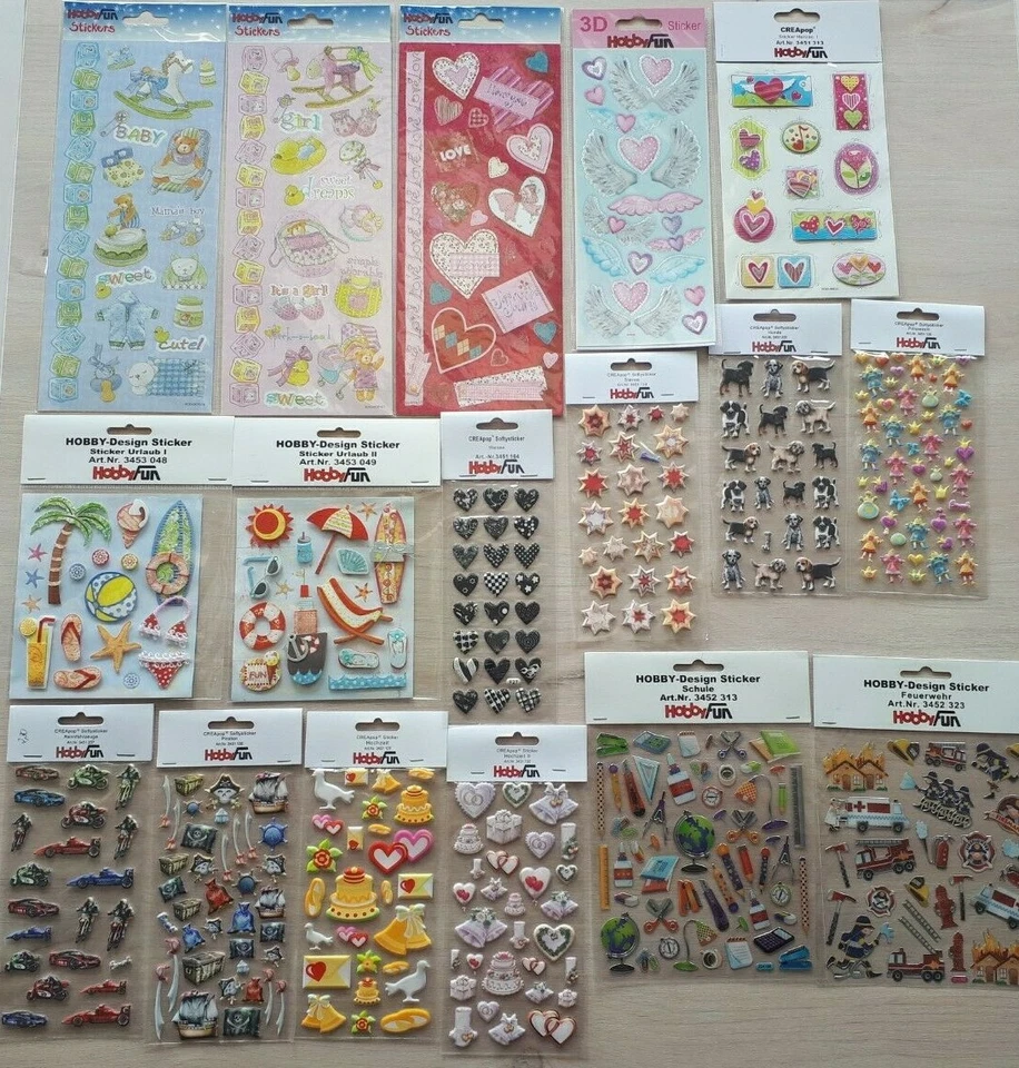 Hobbyfun Sticker Stoftysticker Aufkleber Creapop Hochzeit Tiere Kommunion Neu - Bild 1 von 1