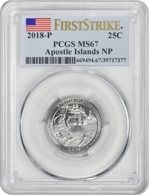 2018-P Apostle Islands ATB National Park Quarter MS67 First Strike - Image 1 of 2