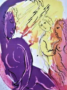 MARC CHAGALL + ANGEL OF PARADISE + ORIGINAL LITHOGRAPH + 1956 + VERVE 33/34 - Picture 1 of 3