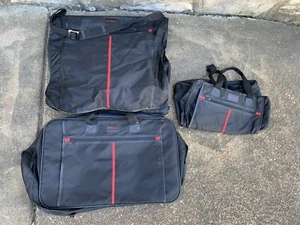 Vintage Givenchy Travel Luggage Set Black Red - Suit Bag, Suitcase, Duffel Bag - Picture 1 of 16