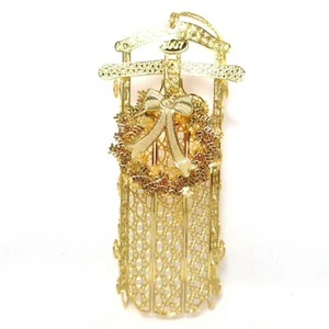 2007 trineo de Navidad Danbury como nuevo adorno de Navidad colección chapado en oro - Imagen 1 de 6