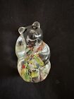 Vtg*3”Murano Style Blown Glass Panda Paperweight* Multicolor Specks*Great Gift