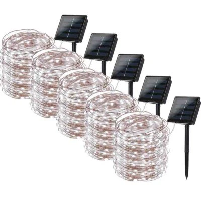 Solar String Lights, 5-Pack Each 39FT 100 LED Super Bright Solar Lights Outdoor - Image 1 of 4