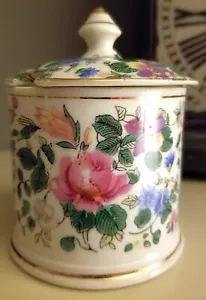 Vintage Nasco Imperial China Japan rosa Porzellan Blumen Chintz Marmelade Gelee Glas mit Deckel - Bild 1 von 7