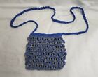 Upcycled Soda Tab Crocheted Shoulder Bag Purse Silver & Blue  EUC 123