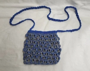 Borsa a tracolla all'uncinetto Upcycled Soda Tab argento e blu usata in ottime condizioni 123 - Foto 1 di 8