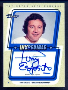 1999 Upper Deck Retro Inkredible Insert Tony Esposito SIGNE Autograph Blackhawks - Picture 1 of 2
